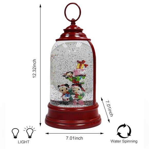 Moments In Time Disney Christmas Water Spinning Snow Globe Lantern New - Picture 3 of 7